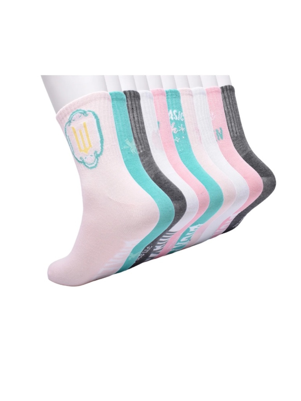 Universal Wicked Womens 10-Pack Crew Socks, Shoe Size 4-10